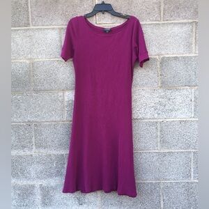 Lauren Ralph Lauren Size LP Waffle Knit Thermal Short Sleeve Midi Dress Preppy